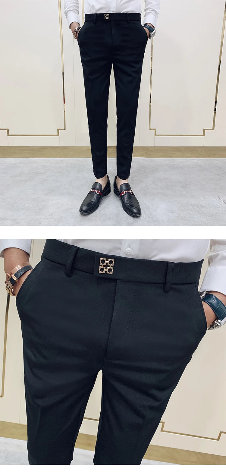Pantalon Homme Slim Style Coréen – Mode Streetwear, Cheville Découverte🚚 Livraison rapide en 8 à 12 jours ouvrés depuis la France FelizShop