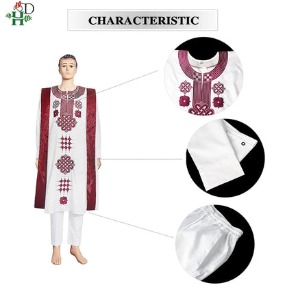 Dashiki Ensemble 3 Pièces pour Homme - Boubou, Pantalon & Veste Traditionnelle Africaine | Livraison Gratuite & Rapide - FelizShop