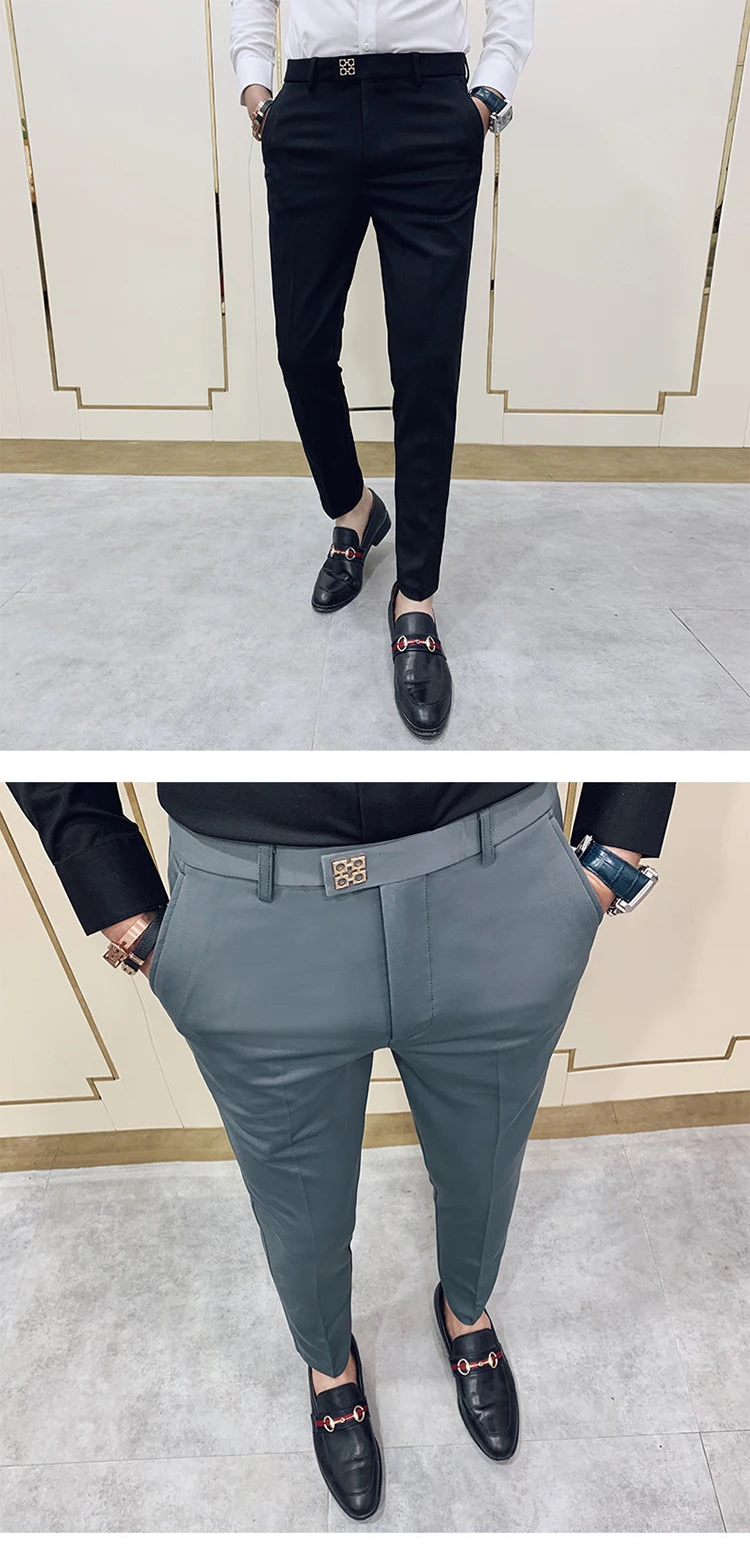 Pantalon Homme Slim Style Coréen – Mode Streetwear, Cheville Découverte🚚 Livraison rapide en 8 à 12 jours ouvrés depuis la France FelizShop