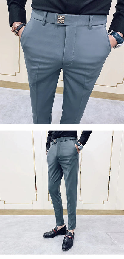 Pantalon Homme Slim Style Coréen – Mode Streetwear, Cheville Découverte🚚 Livraison rapide en 8 à 12 jours ouvrés depuis la France FelizShop