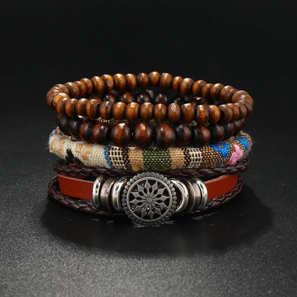 Bracelet Cuir & Perles – Style Ethnique Rétro, Fait Main
Dimensions : ajustable – convient aux poignets de 16 à 22 cm
Matériaux : cuir véritable, perles en bois naturel, alliages
Style : multi-bracelets assemblés, lo FelizShop