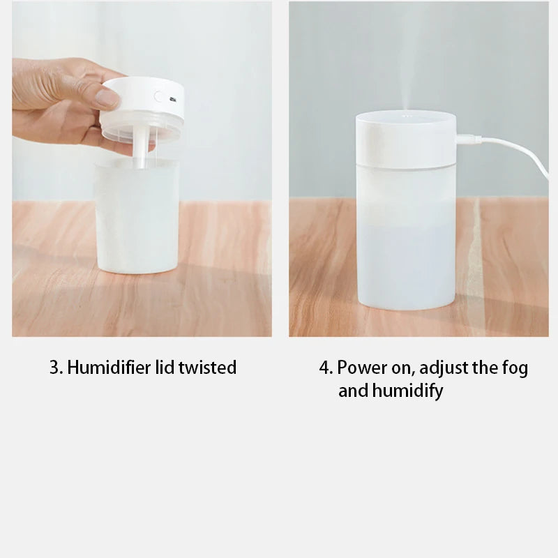 260ML USB Ultrasonic Air Humidifier LED Lamp Mini Essential Oil Diffuser Car Purifier Aroma Anion Mist Maker With Romantic Light (🚚 Livraison rapide en 8 à 12 jours ouvrés depuis la France FelizShop