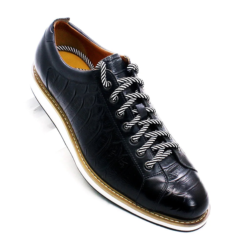 Chaussures casual homme style européen — En cuir véritable de vachette — Vert ou noir — Design luxueux à imprimé crocodile — Chaussures plates streetwear🚚 Livraison rapide en 8 à 12 jours ouvrés depuis la Fra FelizShop