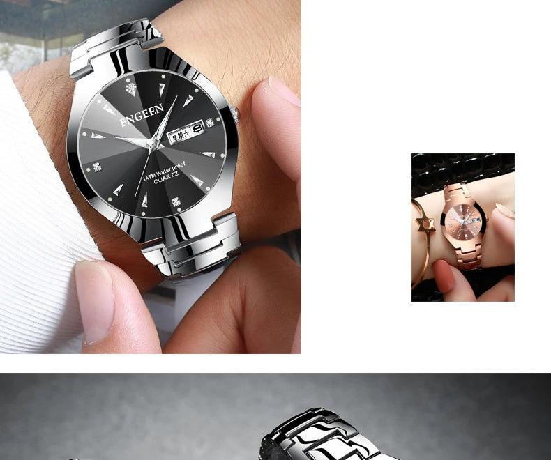 Montres Couple FNGEEN 2024 – Montre Homme & Femme de Luxe Acier Inoxydable FelizShop