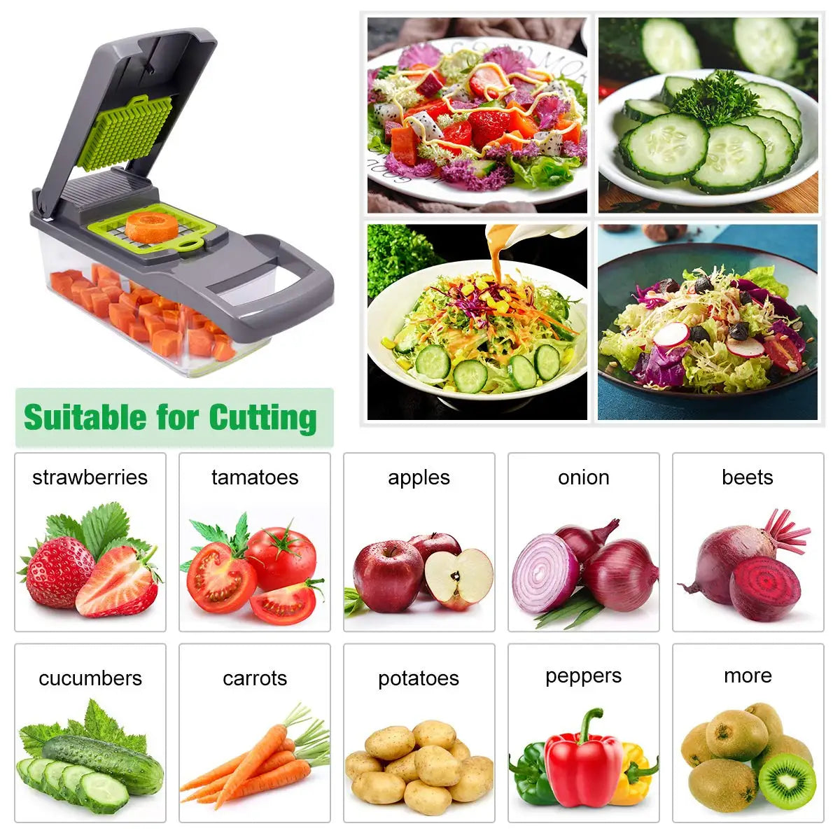 Coupe-Légumes Multifonction – Mandoline Manuelle 7-en-1 | Râpe, Éminceur & Trancheuse pour Fruits et Légumes🚚 Livraison rapide en 8 à 12 jours ouvrés depuis la France FelizShop