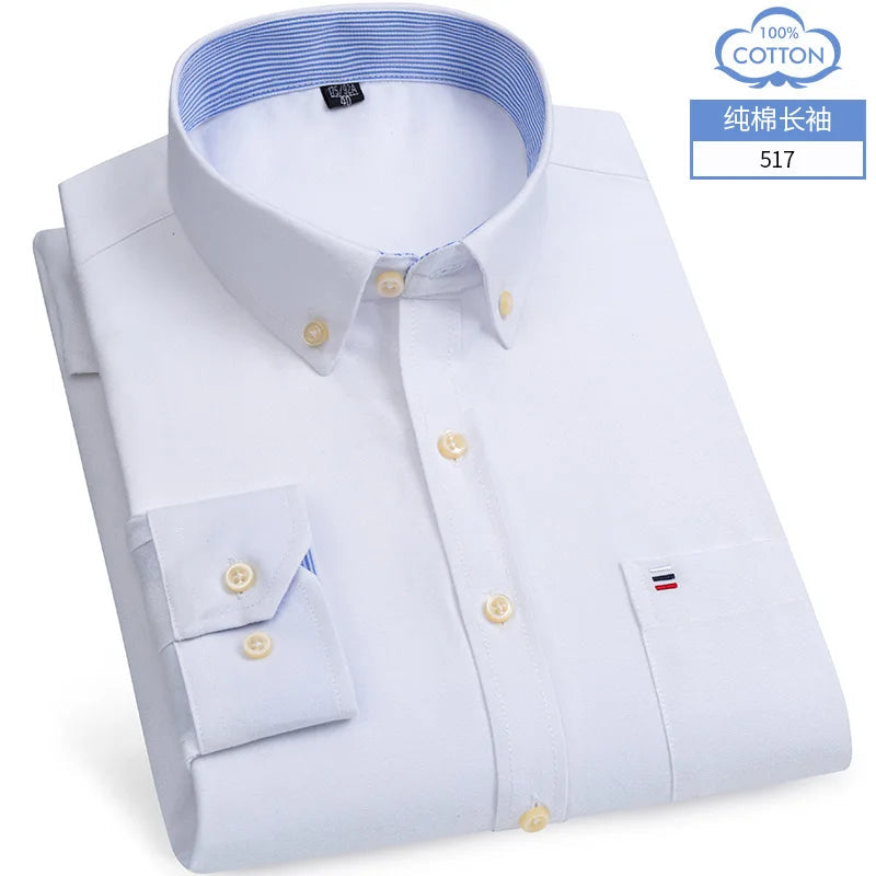 Chemise Homme Grande Taille S-7XL – 100% Coton Oxford, Manches Longues, Coupe Slim – Business & Casual FelizShop