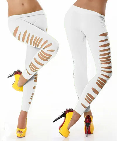 Leggings femme – Leggings "Candy" unis pour l’été, effet déchiré sexy avec découpes, extensibles, taille élastique. Coupe slim moulante, parfaite pour un look tendance et audacieux.🚚Livraison gratuite rapide et s FelizShop