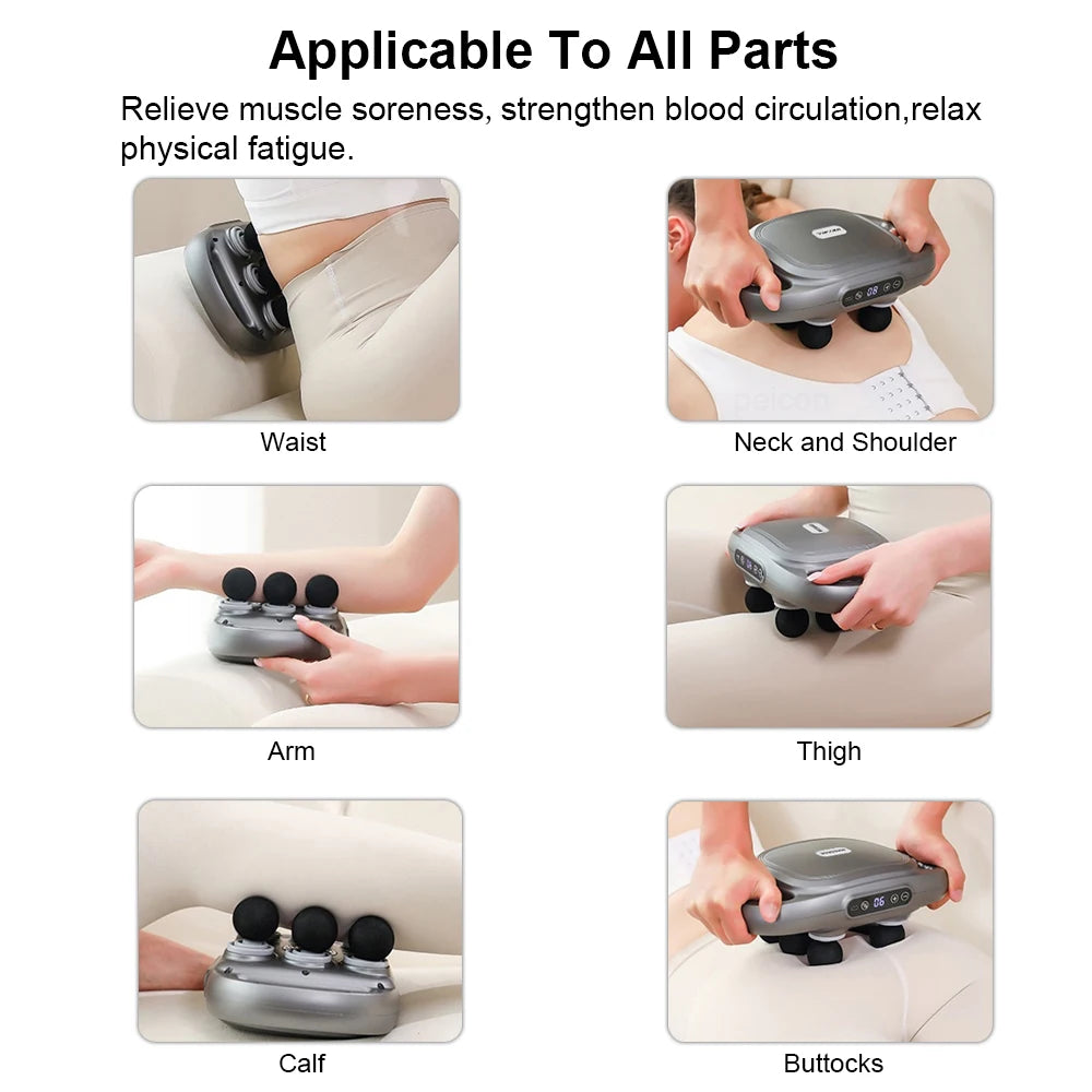 Pistolet de massage fascia haute fréquence — Appareil de massage musculaire dos et taille, 6 têtes interchangeables — Massage professionnel pour le corps et les épaules🚚 Livraison rapide en 8 à 12 jours ouvrés dep FelizShop