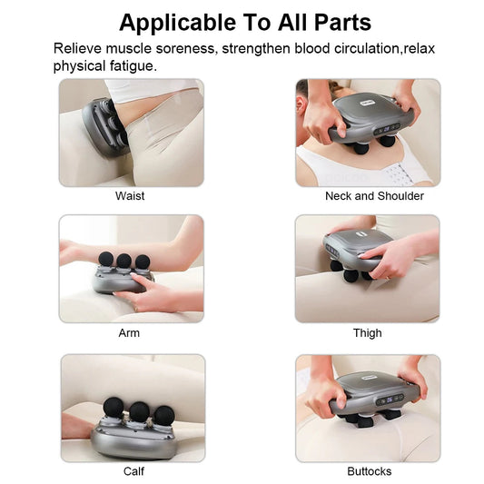 Pistolet de massage fascia haute fréquence — Appareil de massage musculaire dos et taille, 6 têtes interchangeables — Massage professionnel pour le corps et les épaules🚚 Livraison rapide en 8 à 12 jours ouvrés dep FelizShop