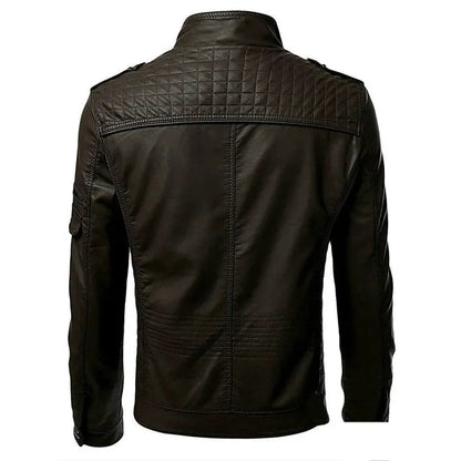 Men's Black Faux Leather Biker Jacket - Slim Fit Vintage Style Motorcycle PU Leather Jacket FelizShop