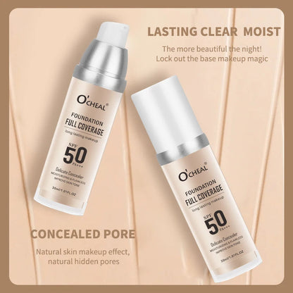 Fond de Teint Liquide O’CHEAL SPF 50 PA+++ – Haute Couvrance & Hydratation | Teint Lumineux & Unifié Longue Tenue🚚 Livraison rapide 5 à 9 jours ouvrés FelizShop