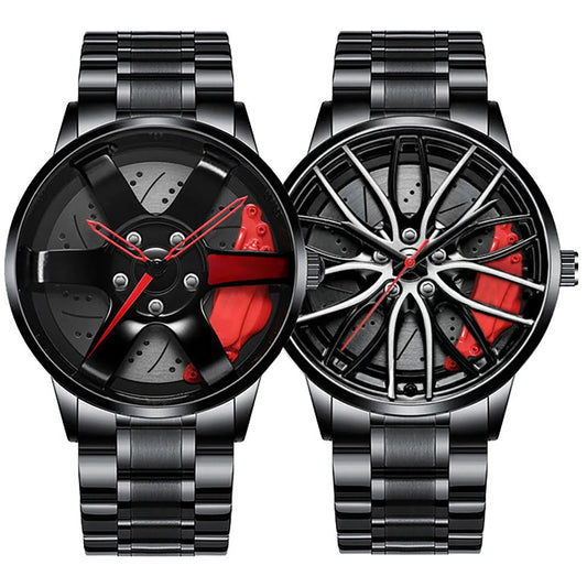 Montre Homme Sport Luxe – Quartz Acier Inoxydable Design Jante de Voiture FelizShop