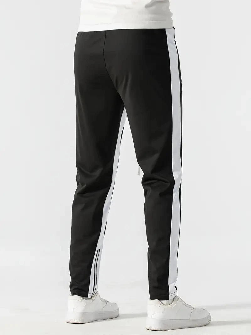 Men Sweatshirts Jogging Pants Men Casual Pants Men Stylish Color Block Zip Pockets Drawstring Sports Skinny Pants Trousers Pants FelizShop