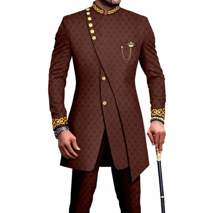 Costume Africain Homme – Blazer Brodé & Pantalon Slim FelizShop