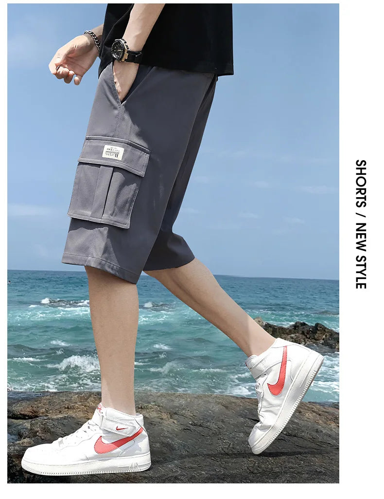Cargo shorts men's summer loose-fitting five-point pants multi-pocket functional sports pants 🚚 Livraison rapide en 8 à 12 jours ouvrés depuis la France FelizShop
