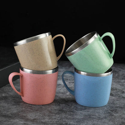 Tasse Inox Double Paroi – Anse Plastique Anti-Chaleur FelizShop