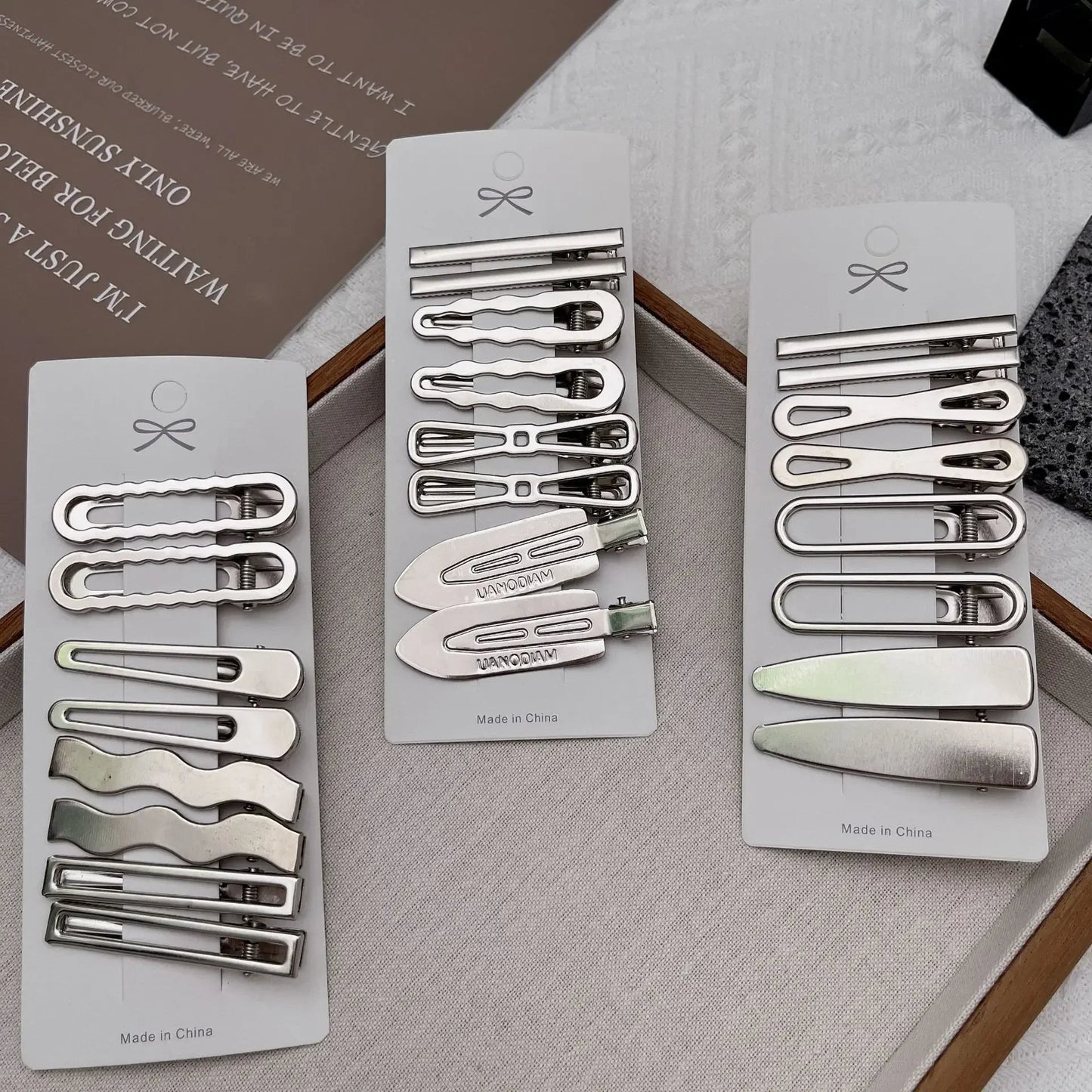 Lot de 8 Barrettes Cheveux Métal Argentées – Style Coréen & Géométrique FelizShop