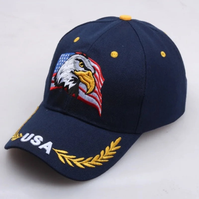 Casquette unisexe brodée aigle chauve & drapeau USA — Casquette baseball été outdoor — Anti-UV, protection solaire — Style hip-hop et sports🚚 Livraison rapide FelizShop