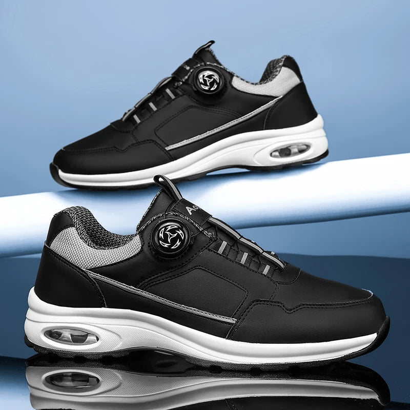 Chaussures de Sport Homme 2025 – Cuir Imperméable, Design Élastique avec Fermeture Tournante, Semelle à Coussin d’Air, Absorption des Chocs, Look Urbain Classique🚚 Livraison rapide en 8 à 12 jours ouvrés depuis la FelizShop