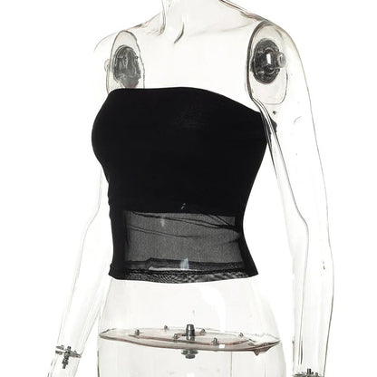 Crop Top Corset Mesh Noir Femme – Patchwork & Tube Top Sexy
Tailles : S à L
Matière : mesh léger, patchwork de tissus
Style : bustier tube, sans manches, épaules dénudées, coupe slim
Saison : été, streetwear
🚚 Li FelizShop