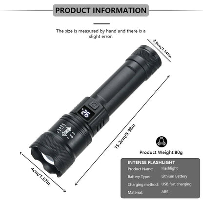 High Strong Power Led Flashlights 2000LM Tactical Torch with Display Light USB Charging Camping Fishing Emergency Zoom Lantern🚚Livraison gratuite rapide et sécurisé FR FelizShop