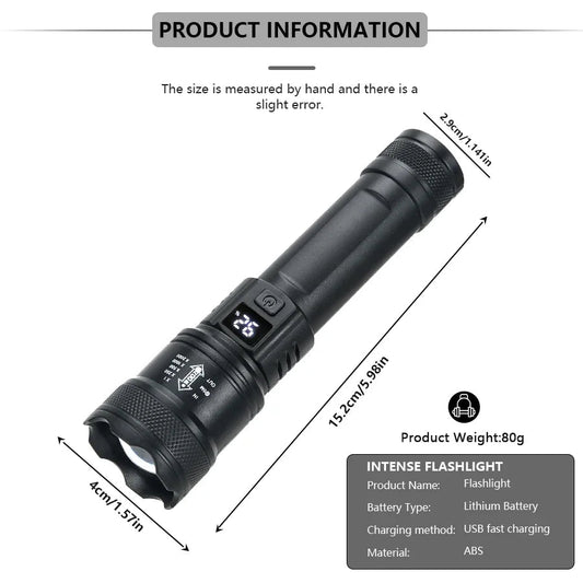High Strong Power Led Flashlights 2000LM Tactical Torch with Display Light USB Charging Camping Fishing Emergency Zoom Lantern🚚Livraison gratuite rapide et sécurisé FR FelizShop