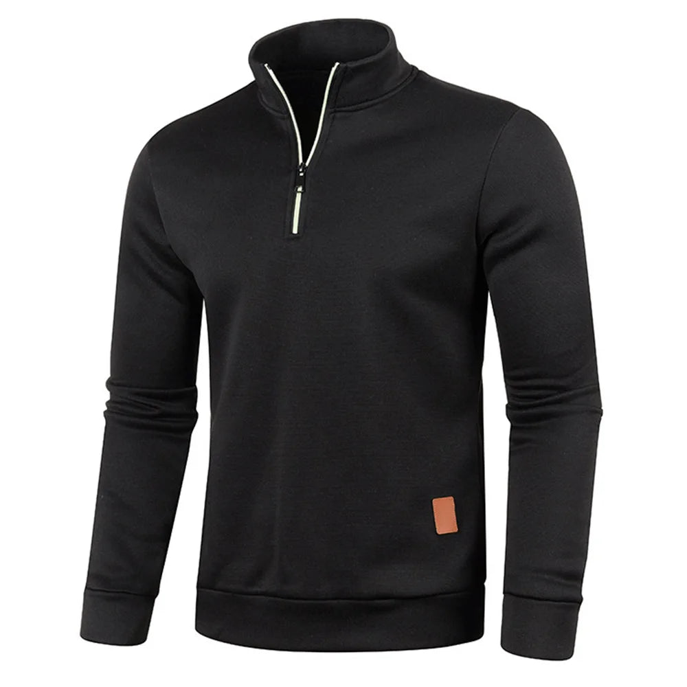 Sweatshirt Homme Demi-Zippé – Pull Épais à Col Montant, Style Décontracté pour le Printemps/Automne, Couleur Unie 🚚 Livraison rapide en 8 à 12 jours ouvrés depuis la France FelizShop