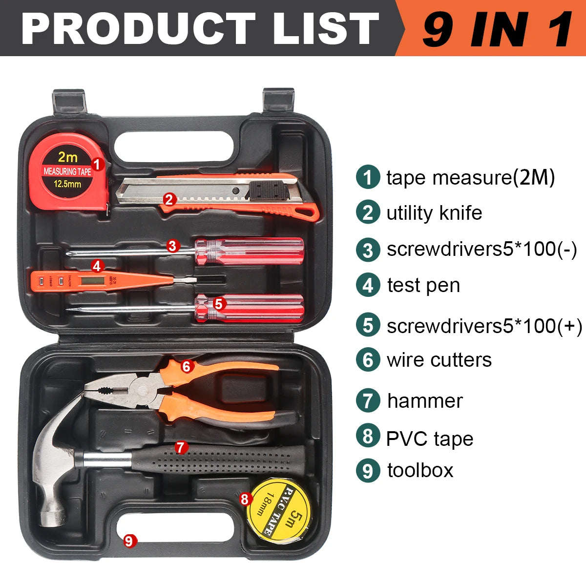 Kit d’Outils 8/9/12/13 Pièces avec Mallette – Réparation Maison & Auto FelizShop