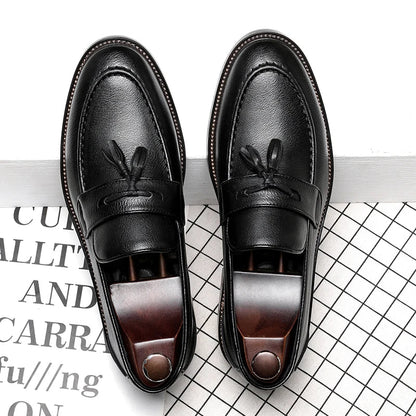 Chaussures pour homme en cuir véritable — Oxford de haute qualité — Sneakers outdoor style italien — Noires — Design élégant pour bureau, jogging ou tenue habillée🚚 Livraison rapide FelizShop