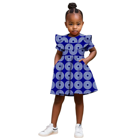Robe Africaine Fille – Imprimé Wax Dashiki à Volants Été FelizShop