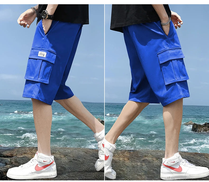 Cargo shorts men's summer loose-fitting five-point pants multi-pocket functional sports pants 🚚 Livraison rapide en 8 à 12 jours ouvrés depuis la France FelizShop