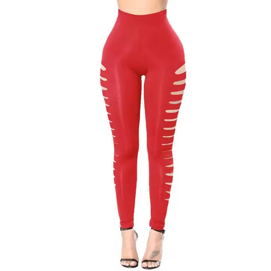 Leggings femme – Leggings "Candy" unis pour l’été, effet déchiré sexy avec découpes, extensibles, taille élastique. Coupe slim moulante, parfaite pour un look tendance et audacieux.🚚Livraison gratuite rapide et s FelizShop