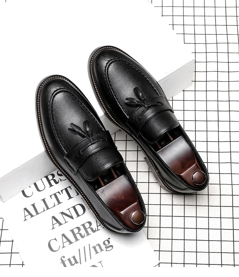 Chaussures pour homme en cuir véritable — Oxford de haute qualité — Sneakers outdoor style italien — Noires — Design élégant pour bureau, jogging ou tenue habillée🚚 Livraison rapide FelizShop