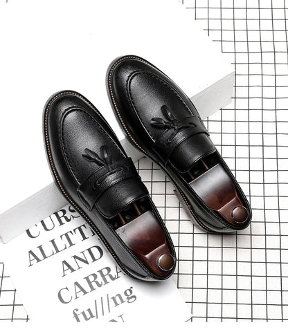 Chaussures pour homme en cuir véritable — Oxford de haute qualité — Sneakers outdoor style italien — Noires — Design élégant pour bureau, jogging ou tenue habillée🚚 Livraison rapide FelizShop