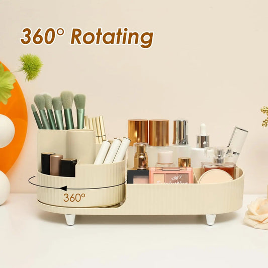 Organisateur de Maquillage Rotatif – Grande Capacité & Support Pinceaux – Rangement Élégant pour Coiffeuse🚚 Livraison rapide en 8 à 12 jours ouvrés depuis la France FelizShop