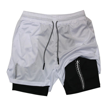 Shorts de compression homme avec poche téléphone — Sports, boucle serviette, entraînement gym — Imprimé été 2 en 1🚚 Livraison rapide en 8 à 12 jours ouvrés depuis la France FelizShop