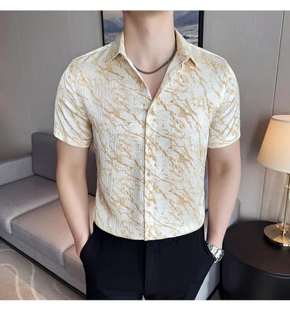 Chemise Slim Fit Homme Été – Jacquard Texturé & Design Élégant | Jusqu’au 4XL 🚚Livraison rapide gratuite et sécurisée FelizShop