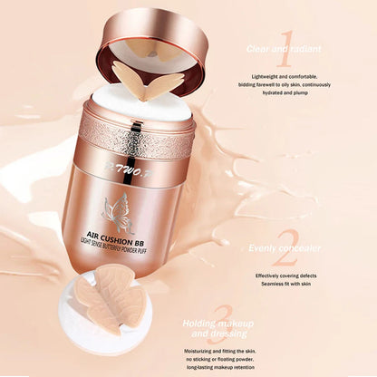 BB Cream Air Cushion – Fond de Teint Hydratant & Unifiant avec Houppette Papillon | Anti-Brillance, Waterproof & Éclaircissant🚚 Livraison rapide 5 à 10 jours ouvrés FelizShop