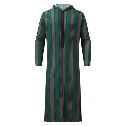 Robe Musulmane Homme 2024 – Patchwork Rayé, Capuche & Style Streetwear🚚Livraison rapide gratuite et sécurisée FelizShop