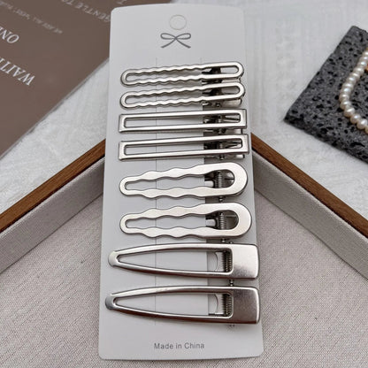 Lot de 8 Barrettes Cheveux Métal Argentées – Style Coréen & Géométrique FelizShop
