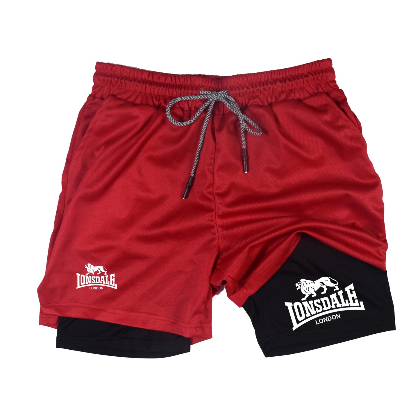 2 in 1 Running Shorts Men Workout Lonsdale Compression Shorts with Phone Pocket Towel Loop Summer Sport Athletic Activewear 🚚 Livraison rapide en 8 à 12 jours ouvrés depuis la France FelizShop