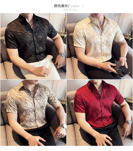 Chemise Slim Fit Homme Été – Jacquard Texturé & Design Élégant | Jusqu’au 4XL 🚚Livraison rapide gratuite et sécurisée FelizShop