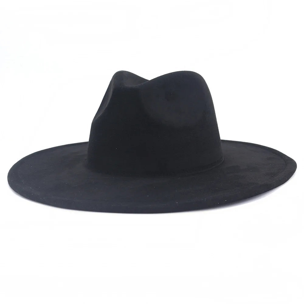 9.5 CM Big Brim Jazz Fedora Hats Men Suede Fabric Heart Top Felt Cap Women Luxury Designer Brand Party Green Fascinator Hats FelizShop