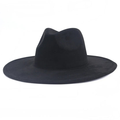 9.5 CM Big Brim Jazz Fedora Hats Men Suede Fabric Heart Top Felt Cap Women Luxury Designer Brand Party Green Fascinator Hats FelizShop