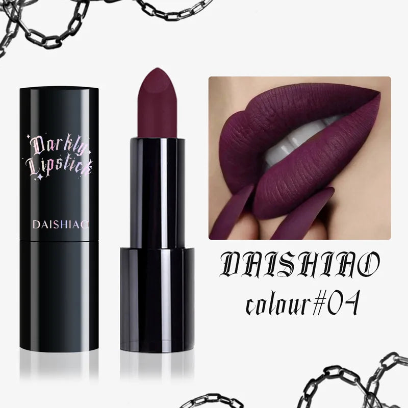 Rouge à Lèvres Mat Noir & Violet – Spécial Halloween | Waterproof & Longue Tenue | Look Gothique & Dramatique🚚 Livraison rapide FelizShop