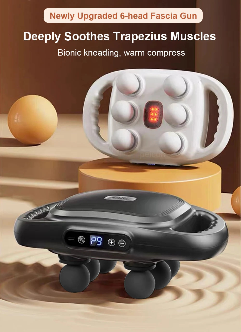 Pistolet de massage fascia haute fréquence — Appareil de massage musculaire dos et taille, 6 têtes interchangeables — Massage professionnel pour le corps et les épaules🚚 Livraison rapide en 8 à 12 jours ouvrés dep FelizShop