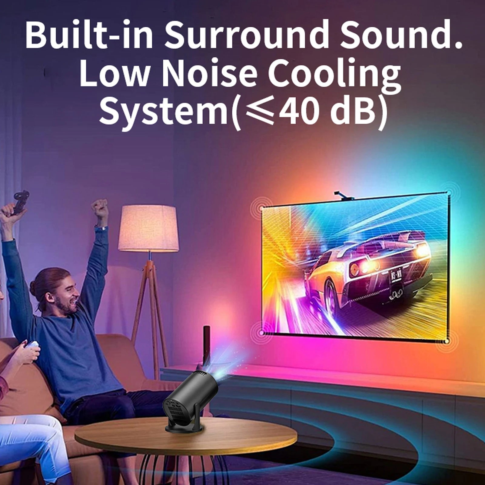 Mini Projecteur LED Noir – 8000 lumens, Compatible USB & TV Stick, Bluetooth et Wi-Fi Intégrés, Idéal pour Films, PC, Ordinateurs Portables et Smartphones🚚 Livraison rapide en 8 à 12 jours ouvrés depuis la France FelizShop