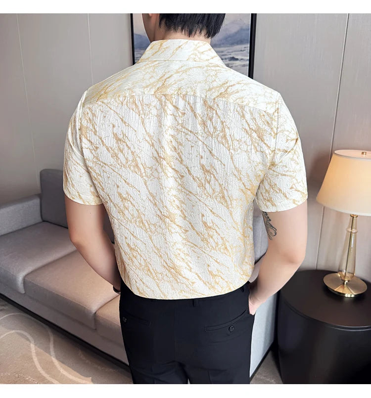 Chemise Slim Fit Homme Été – Jacquard Texturé & Design Élégant | Jusqu’au 4XL 🚚Livraison rapide gratuite et sécurisée FelizShop