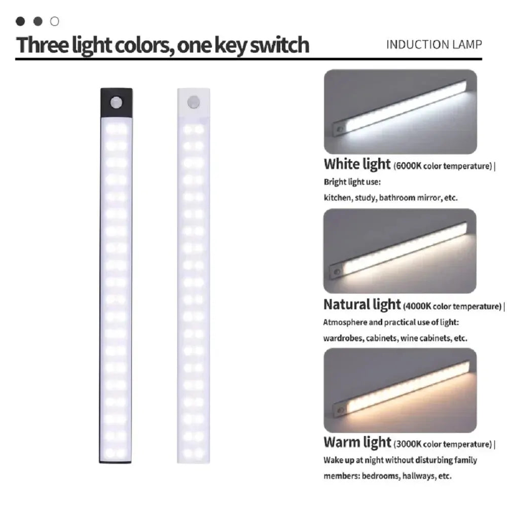 LED Cabinet Light USB Type-C Rechargeable Motion Sensor Led Lamp for Kitchen Wardrobe Cabinet Lighting 20cm/30cm/40cm/50cm/60cm 🚚 Livraison rapide en 8 à 12 jours ouvrés depuis la France FelizShop