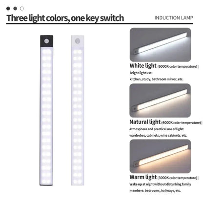 LED Cabinet Light USB Type-C Rechargeable Motion Sensor Led Lamp for Kitchen Wardrobe Cabinet Lighting 20cm/30cm/40cm/50cm/60cm 🚚 Livraison rapide en 8 à 12 jours ouvrés depuis la France FelizShop